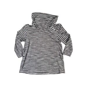 Top Ligne Evelyn & Arthur Women's Striped Cowl Neck 3/4 Sleeve Knit Top Black XS